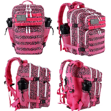 Military Tactical Gym Backpack W/Cup Holders Rosy Leopard 