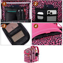 Military Tactical Gym Backpack W/Cup Holders Rosy Leopard 