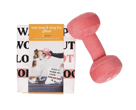 Pearhead Dumbbell Dog Toy and Tote Bag Set, Pet Owner Gift Set
