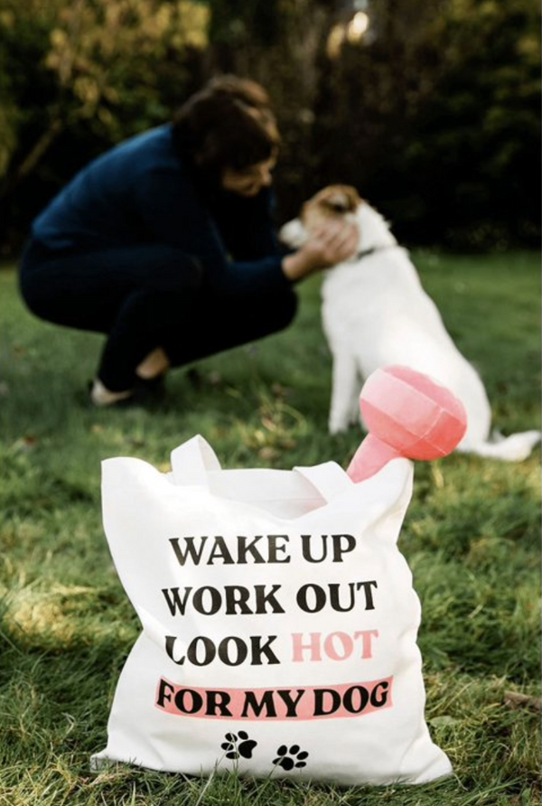 Pearhead Dumbbell Dog Toy and Tote Bag Set, Pet Owner Gift Set

