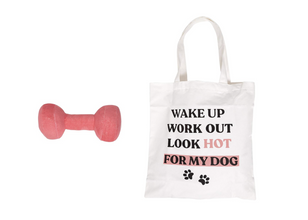 Pearhead Dumbbell Dog Toy and Tote Bag Set, Pet Owner Gift Set

