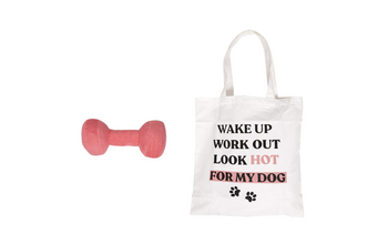 Pearhead Dumbbell Dog Toy and Tote Bag Set, Pet Owner Gift Set
