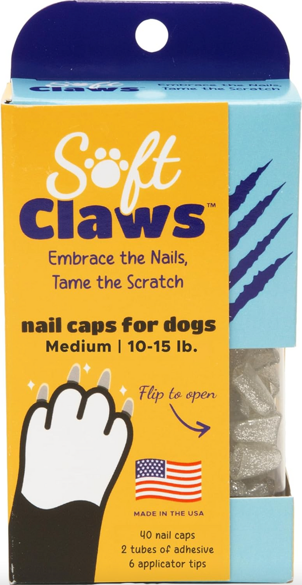 Soft Claws Nail Caps For Dogs - Silver Sparkle - Medium
